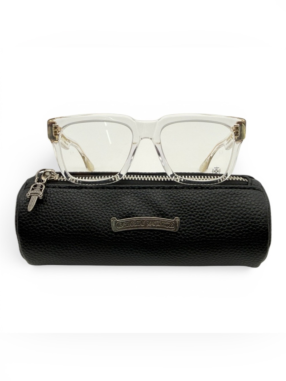 Chrome Hearts Clear Temple Eyeglass Arm with Gold Accents